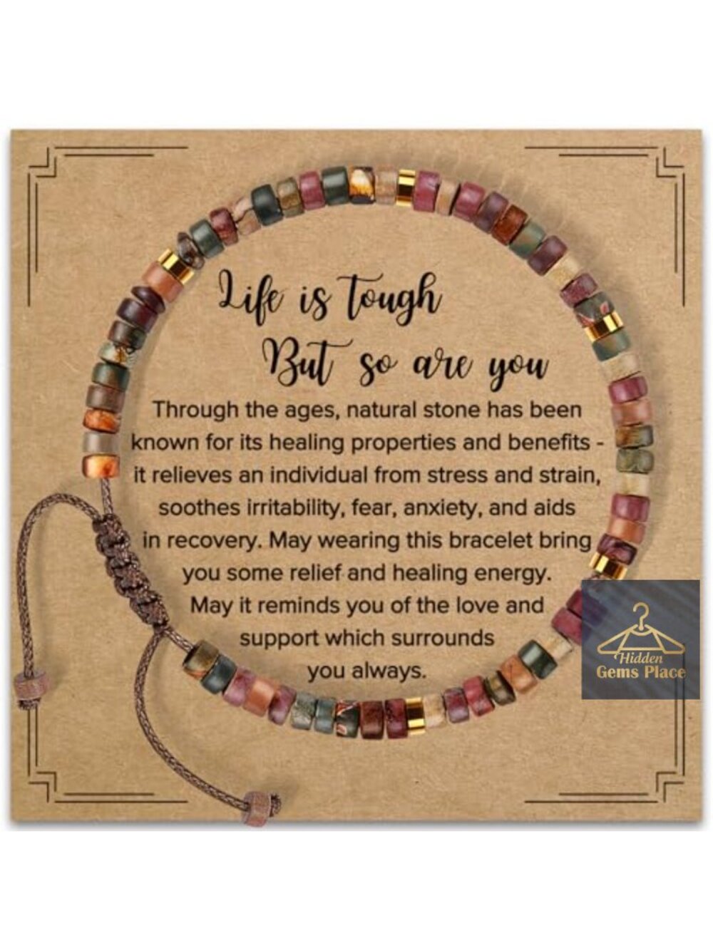 Healing Natural Stone Beads Stretch Bracelet Get Well Soon Inspirational Gift